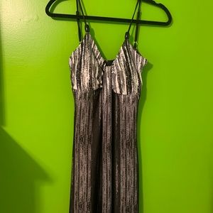 Black, white, and gray spaghetti strapped dress